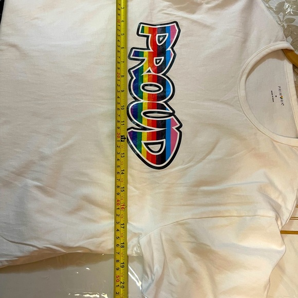 Primark Crew Neck Solid WHITE LOGO PROUD T-Shirts Unisex Sz M - Picture 4 of 4